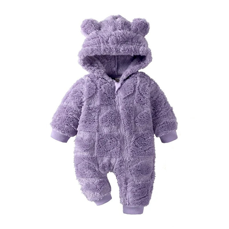 Baby Romper warm hooded fleece