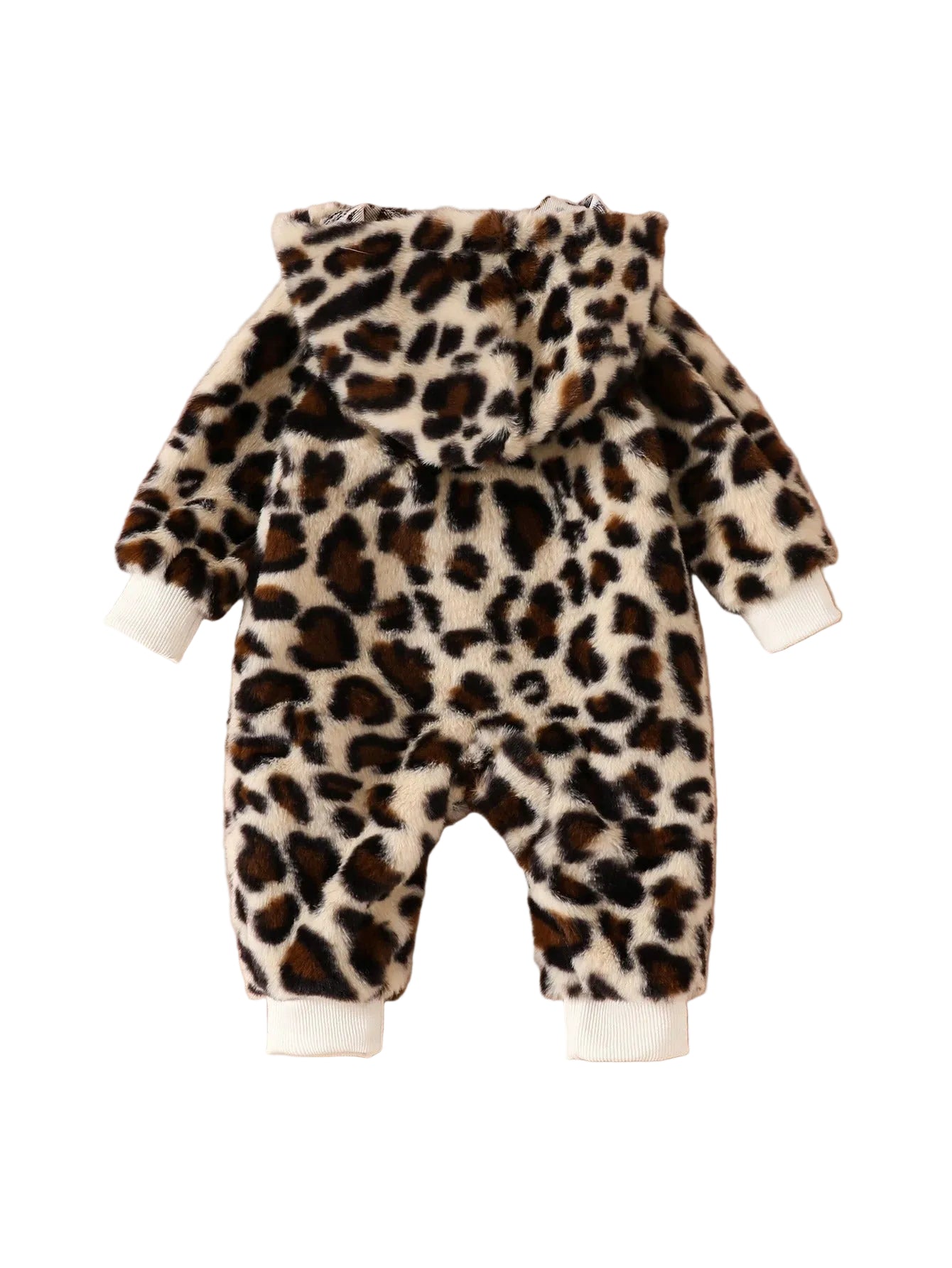 Baby leopard print hooded romper