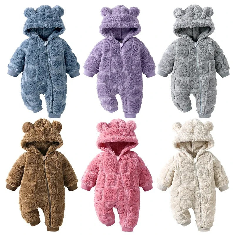 Baby Romper warm hooded fleece